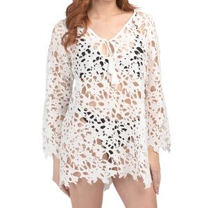4 Our Dreamers White Crochet Swim Cover-Up